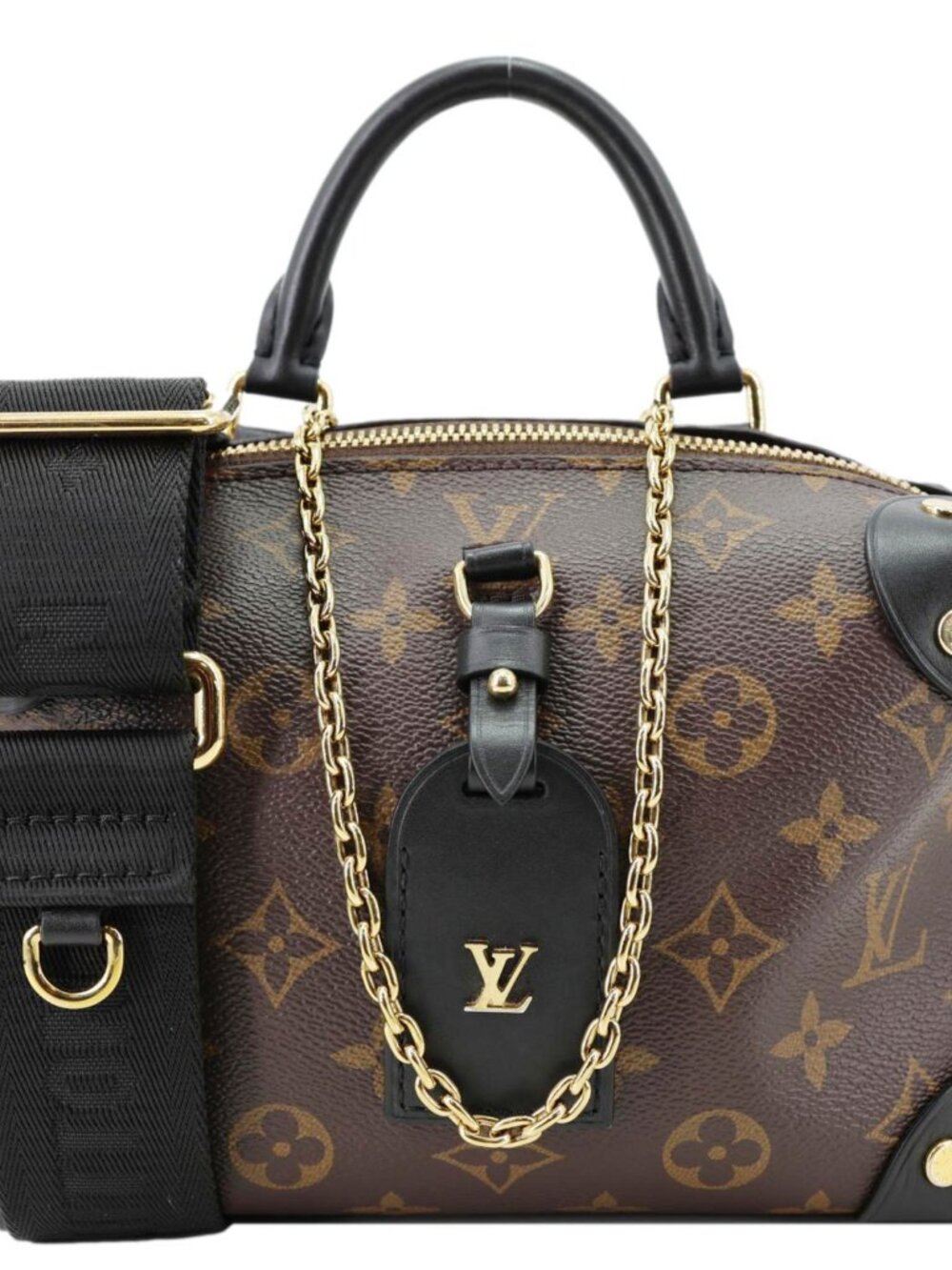 Louis Vuitton Petite Malle Souple Monogram Canvas Shoulder Bag Black